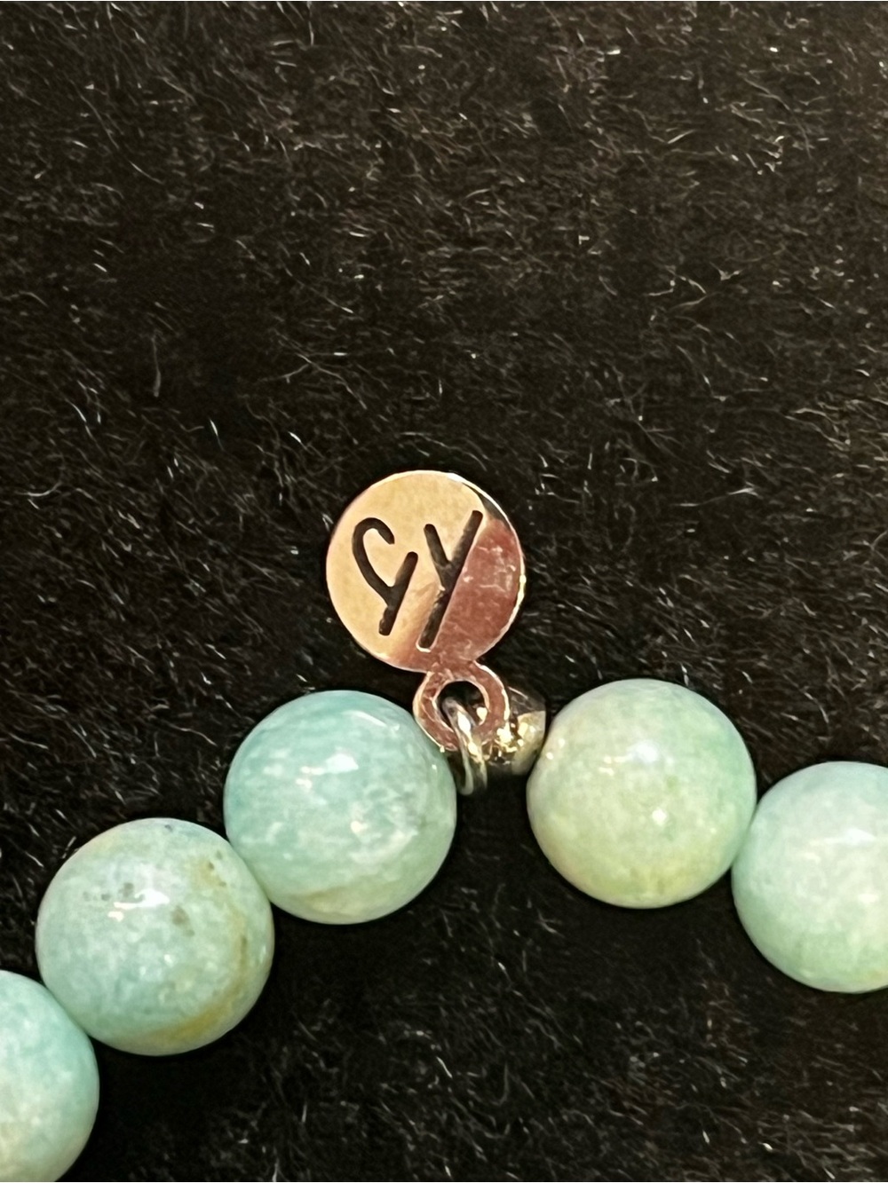 Hemimorphite Gemstone Bracelet with Resilience Silver Charm - Picture 2 of 4